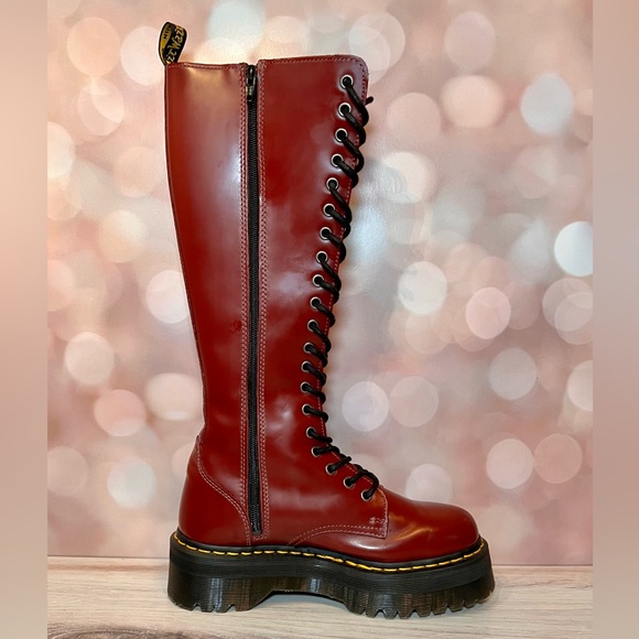 Dr. Martens | Shoes | Doc Marten Britain Tall 2eye Platform Unisex Boots In  Cherry | Poshmark